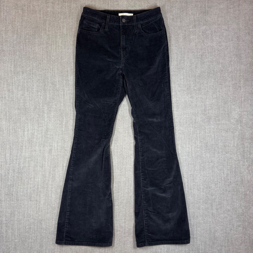 Levis 726 High Rise Flare Corduroy Pants Black 28x31 Western Boho Indie Retro